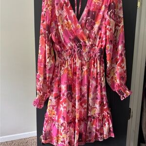 Floral Pink Long Sleeve Dress